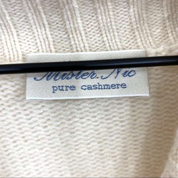 Vintage Mister Nic Cream Cashmere Cardigan Purple Pink Green Painted Flowers - Picture 6 of 10